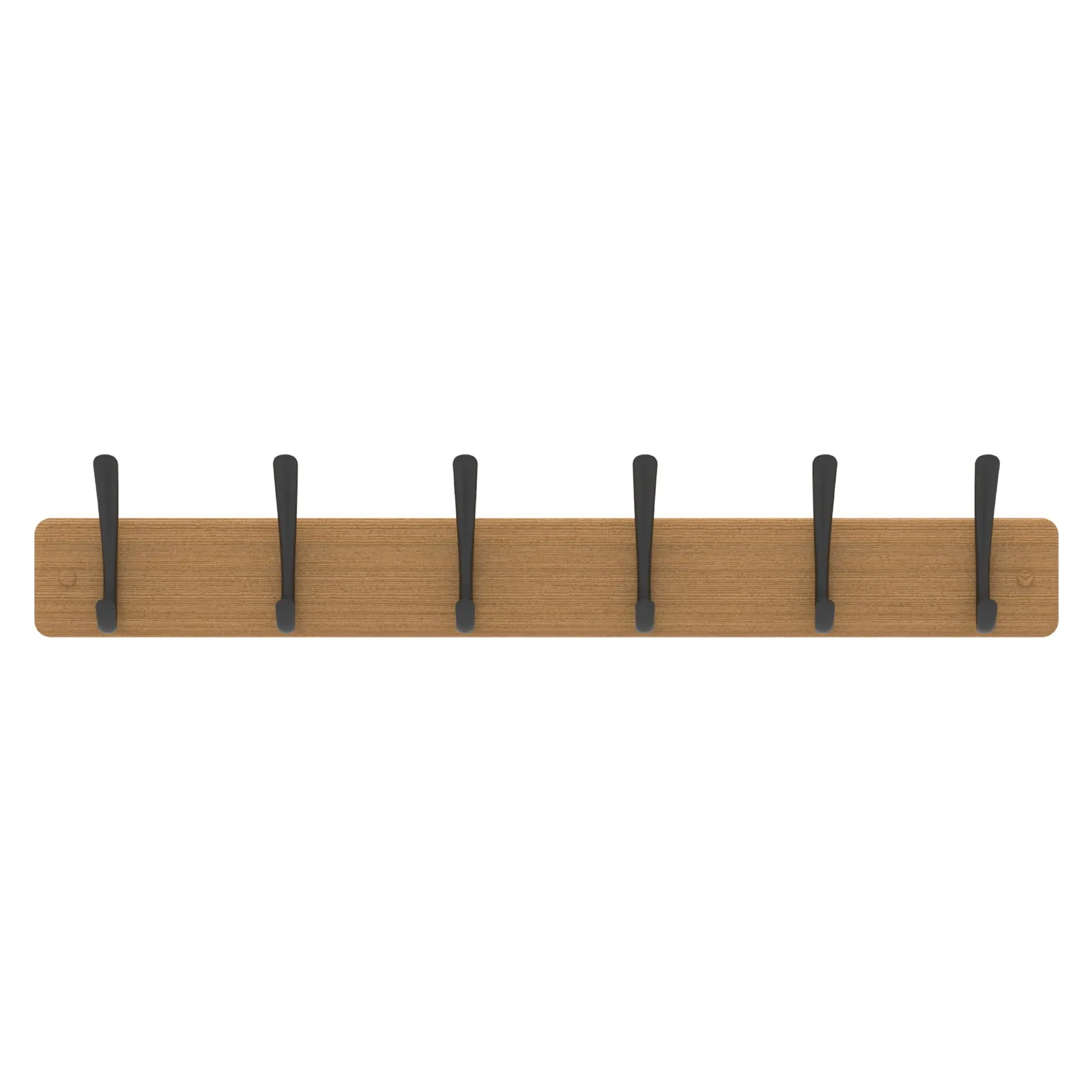 6 Black Hooks on Bamboo Board Hat & Coat Rack