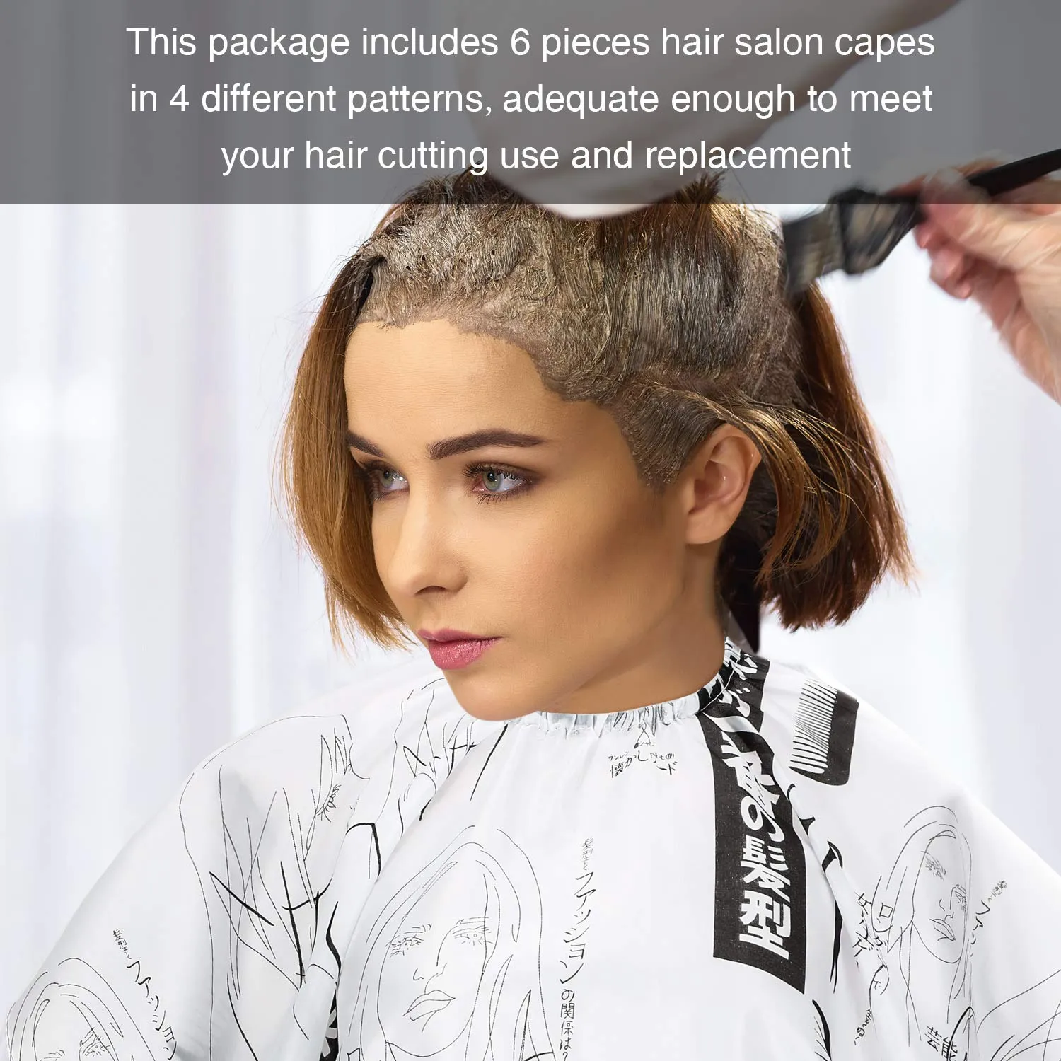 6 Pieces Hair Salon Cape Barber Hair Cutting Cape Barber Hairdressing Cape Waterproof Haircut Styling Cape for Hairstylist, Hairdresser, Barber (Scissors, Brush and Bottle Pattern) Scissors, Brush and Bottle Pattern