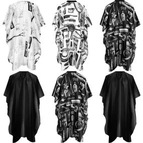 6 Pieces Hair Salon Cape Barber Hair Cutting Cape Barber Hairdressing Cape Waterproof Haircut Styling Cape for Hairstylist, Hairdresser, Barber (Scissors, Brush and Bottle Pattern) Scissors, Brush and Bottle Pattern
