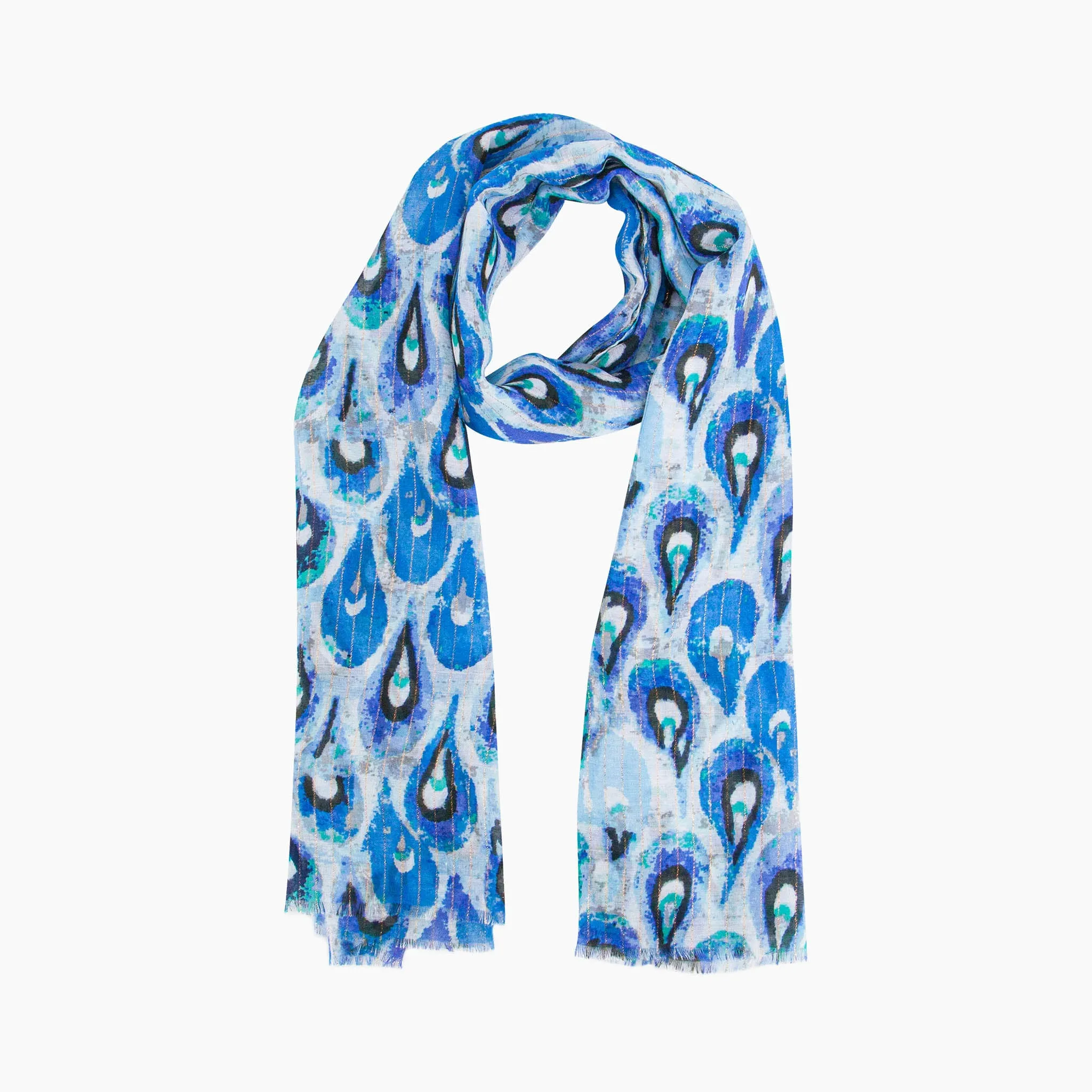 Adler Lightweight Scarf - Blue/Gold, Teardrop