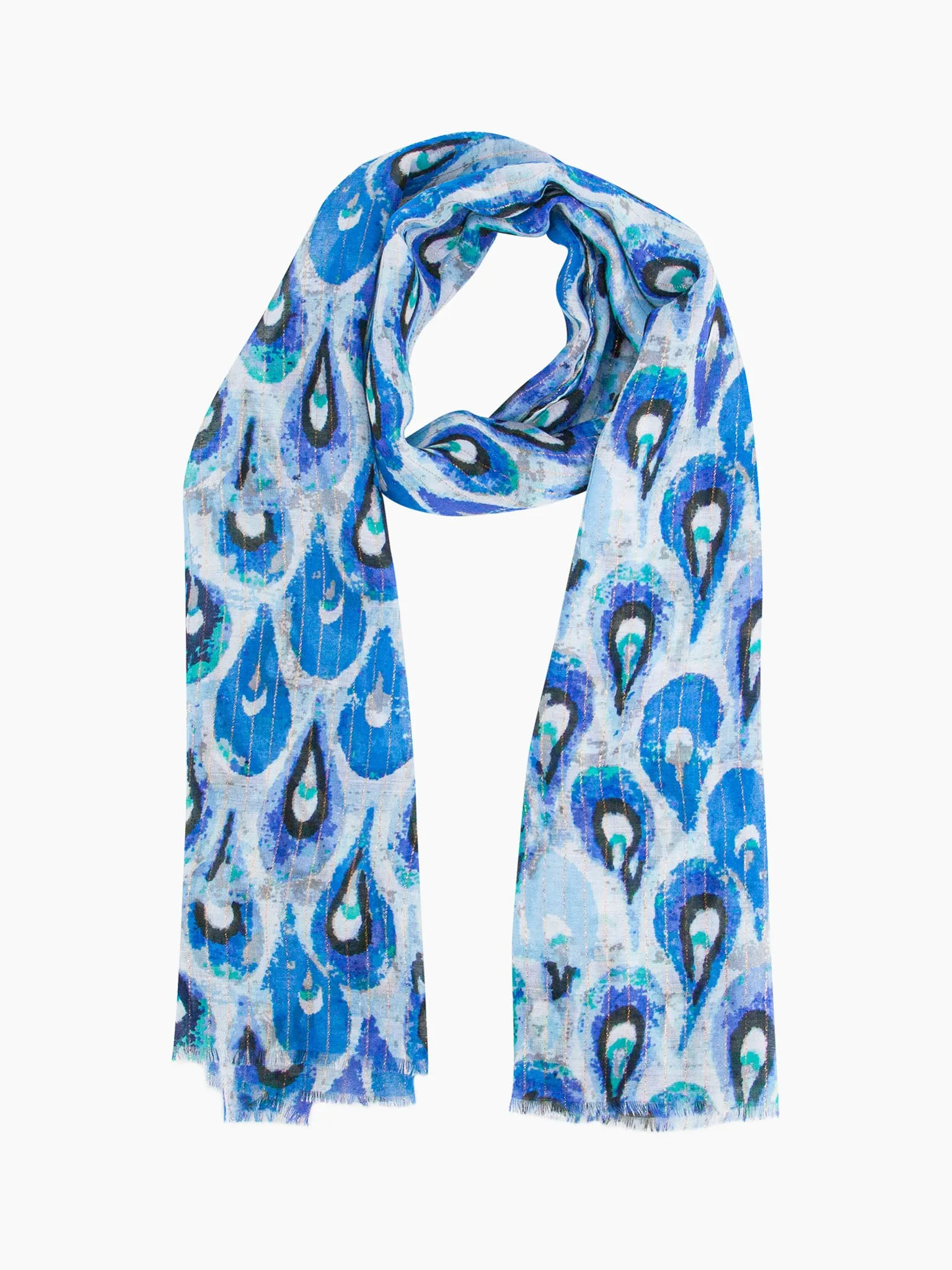 Adler Lightweight Scarf - Blue/Gold, Teardrop