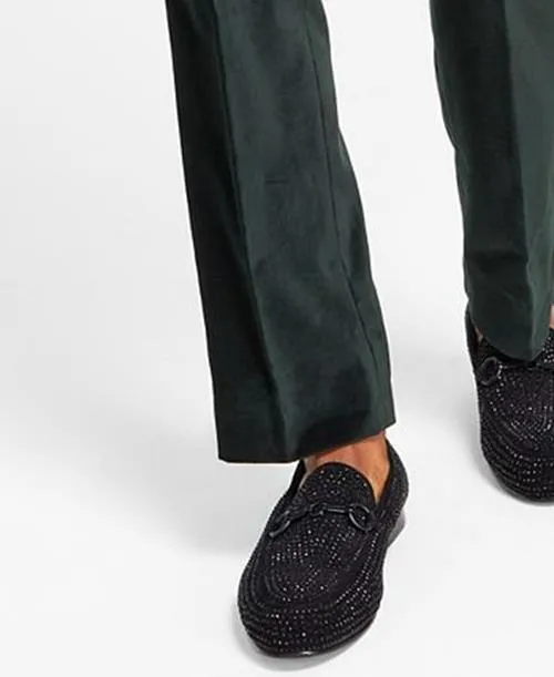 Alfani Mens Slim fit Dress Pants Velvet 32 / 30 Green Solid