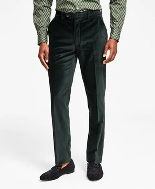 Alfani Mens Slim fit Dress Pants Velvet 32 / 30 Green Solid