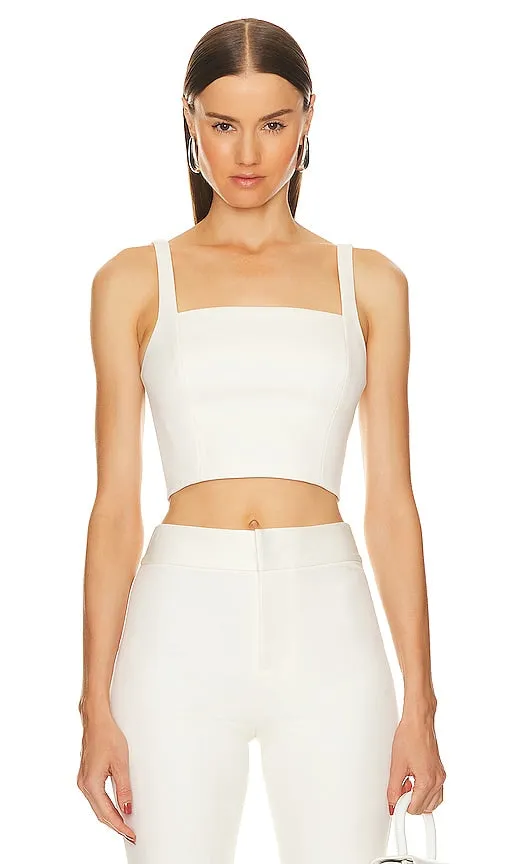 Alice   Olivia Marica Cape Crop Top in White