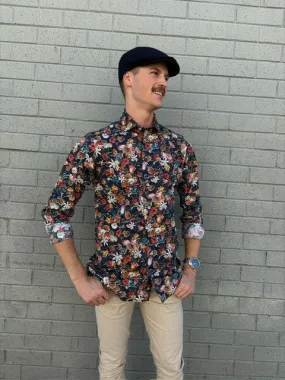 Altemflower - Positano Poplin Shirt - Floral - Navy