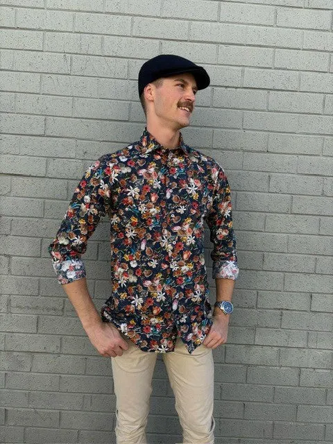Altemflower - Positano Poplin Shirt - Floral - Navy