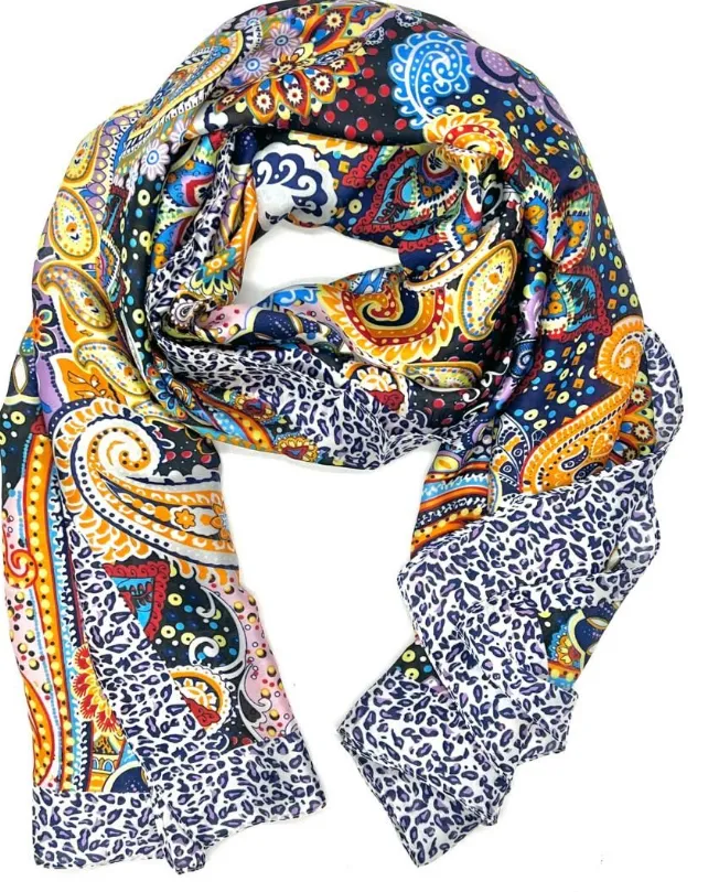 Anna Nova Paisley Patchwork Scarf - Black Mix