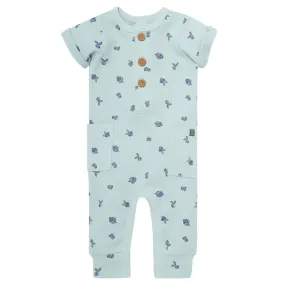 Baby Girls Light Sky Blueberry Short Sleeve Long Leg Romper