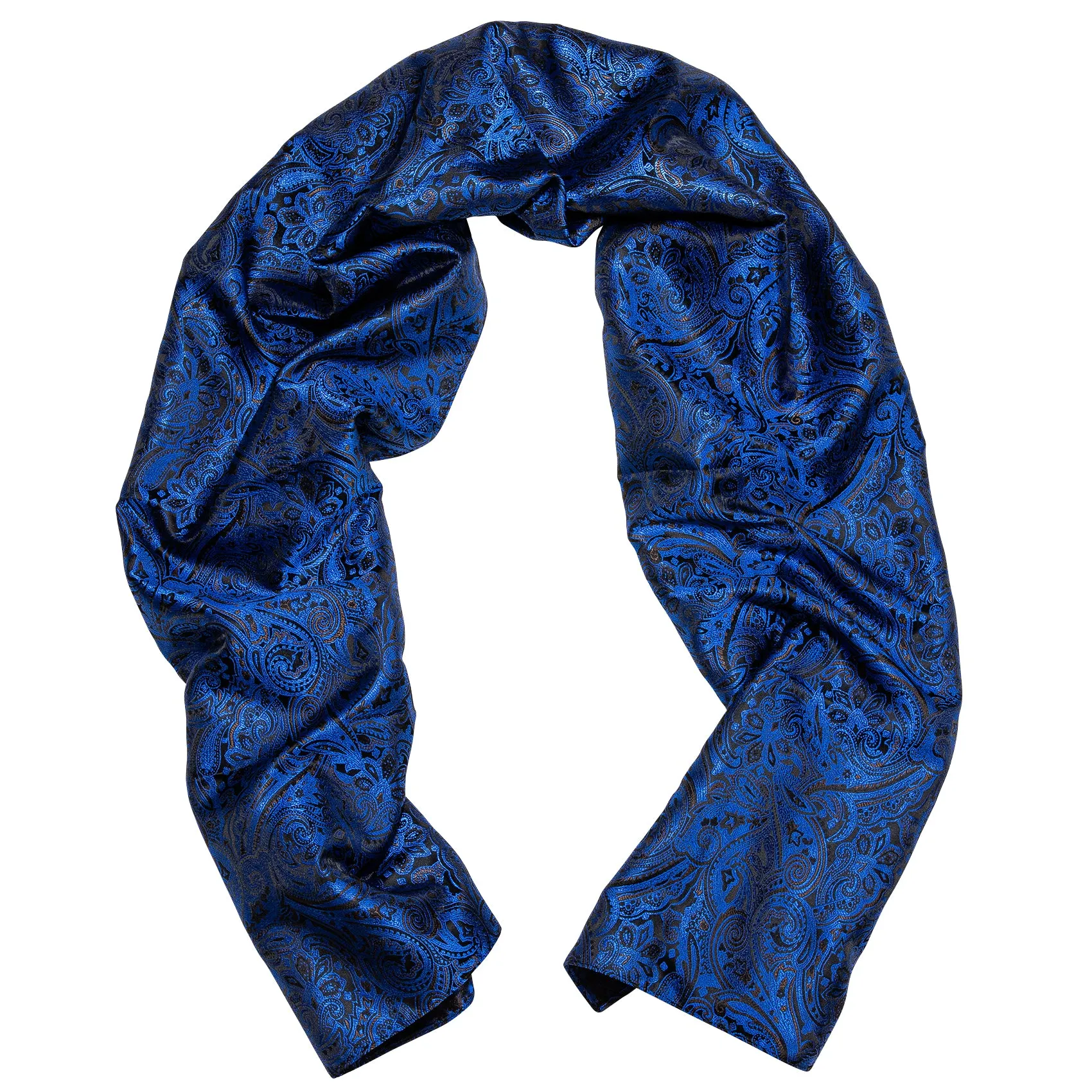 Barry Wang Silk Winter Scarf Mens Scarf Luxury Blue Black Floral Scarf