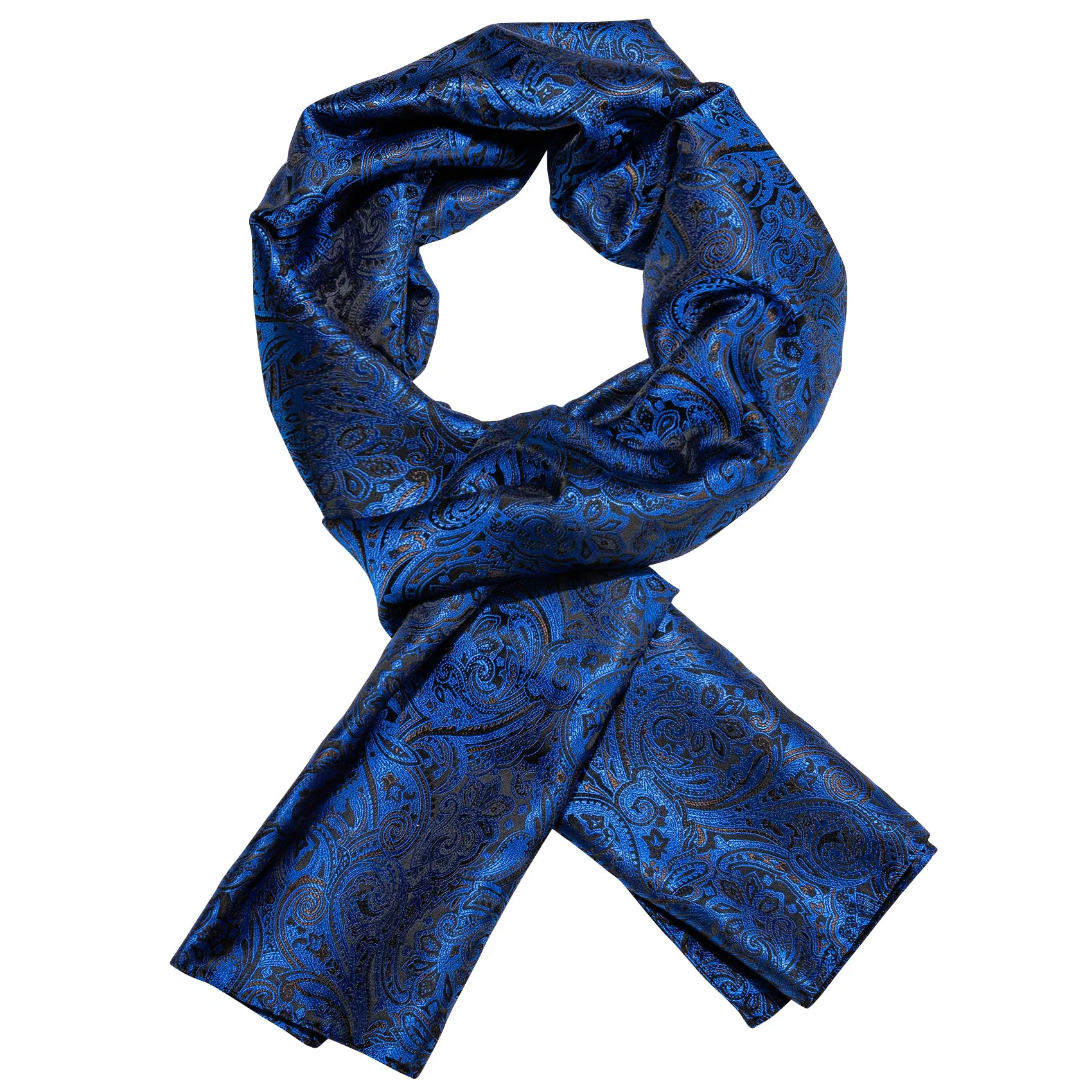 Barry Wang Silk Winter Scarf Mens Scarf Luxury Blue Black Floral Scarf