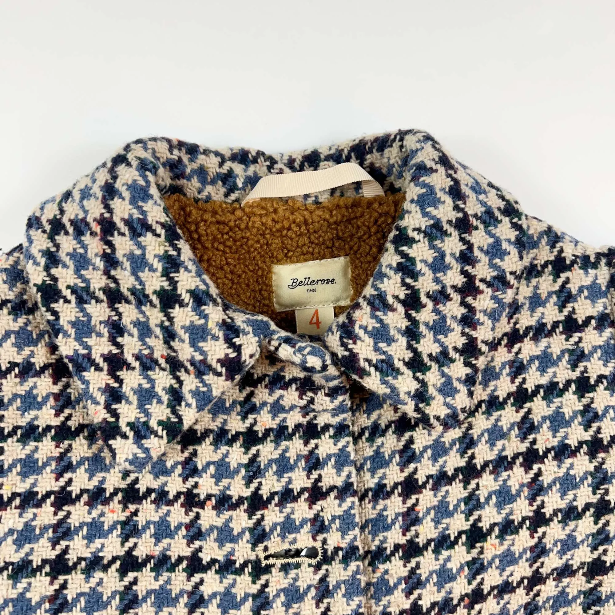 Bellerose pied de poule coat with teddy lining 4Y