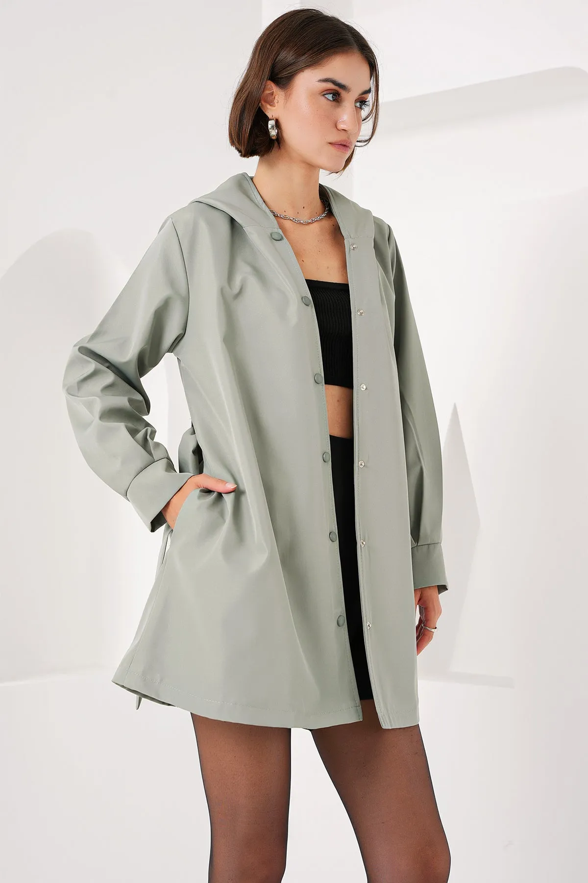 BGD Women Hooded Trench Coat - Çağla - Durham