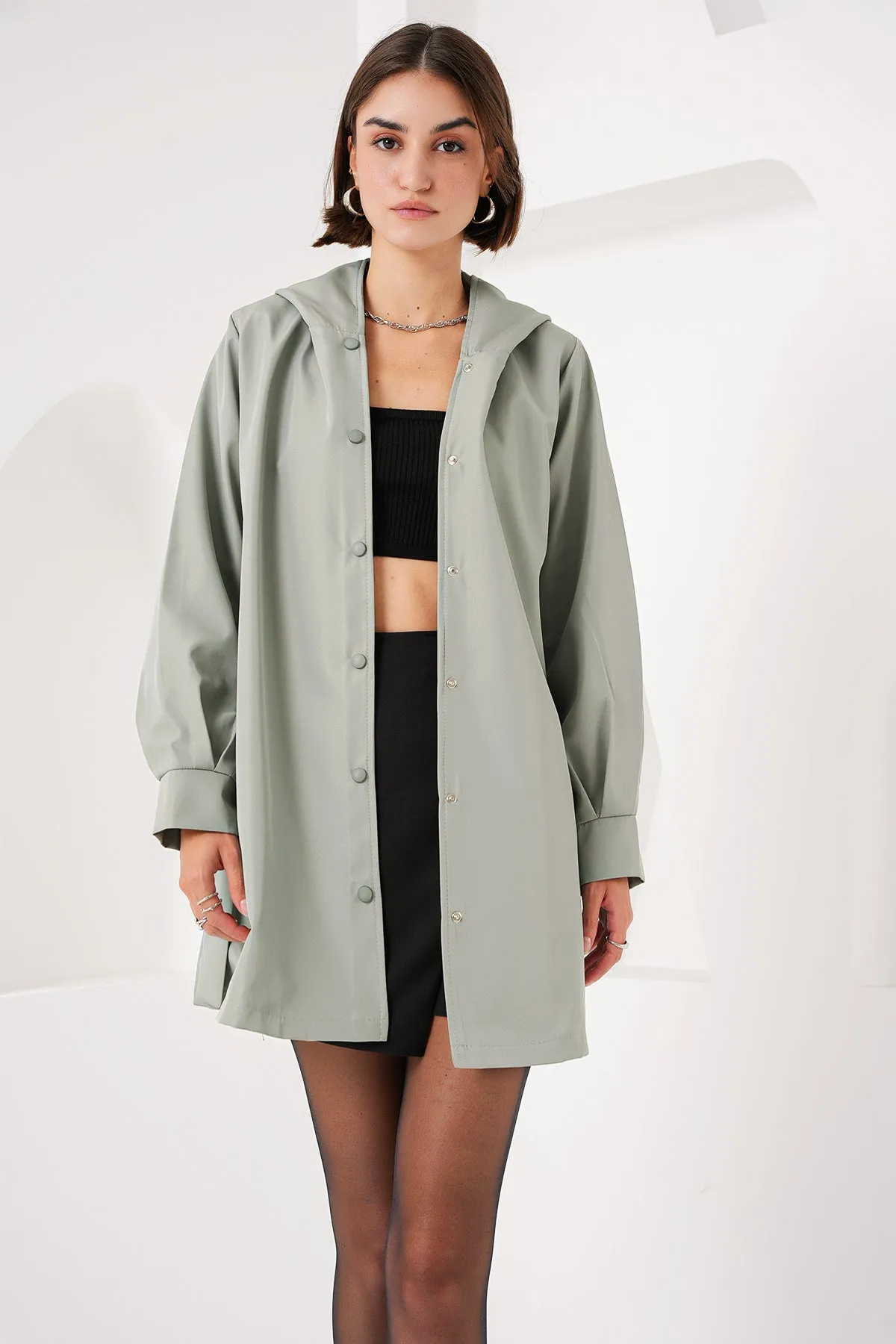 BGD Women Hooded Trench Coat - Çağla - Durham