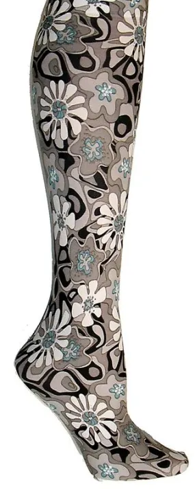 Black and Taupe Daisy Retro Tights