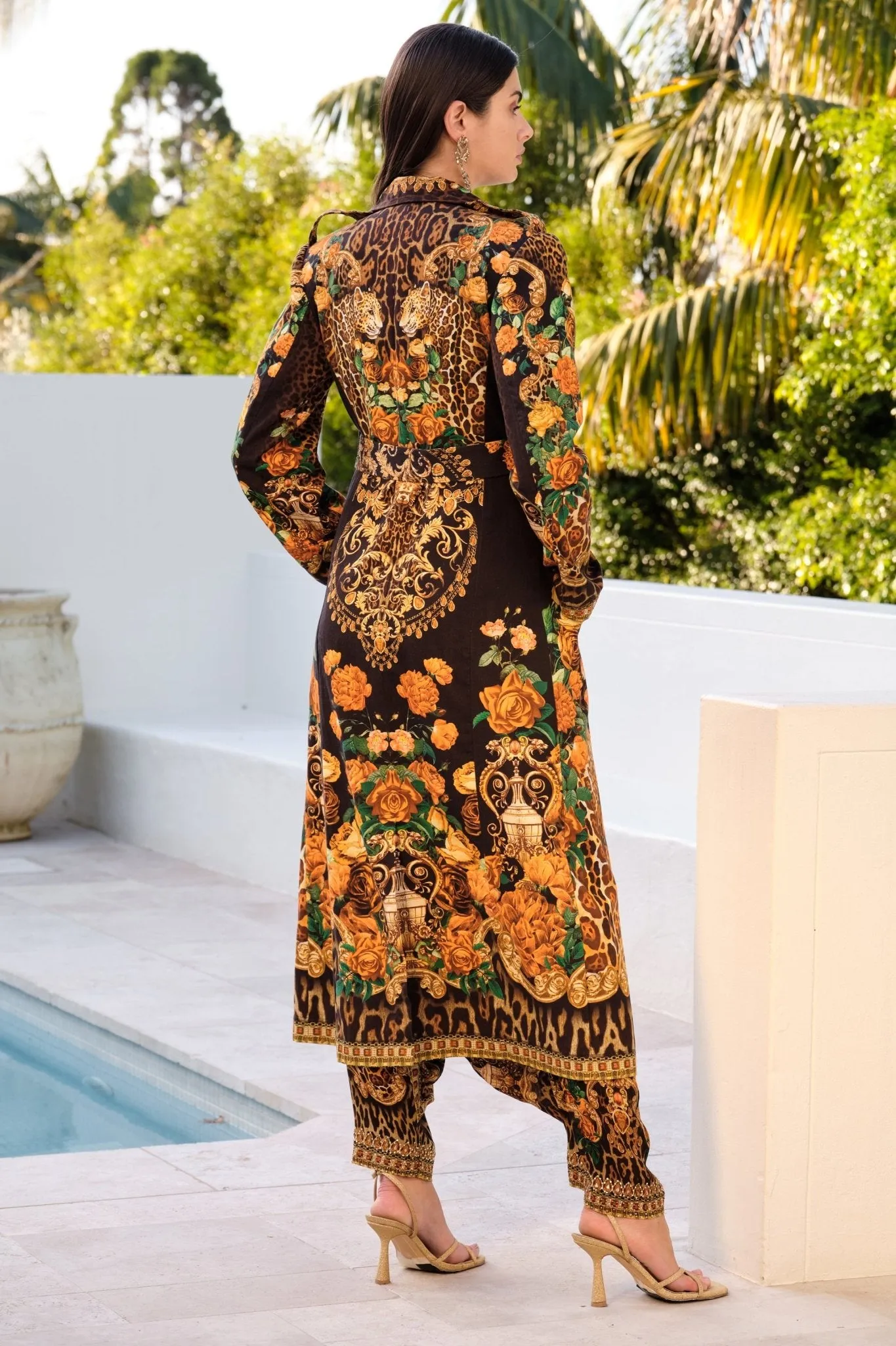 BLACK LEOPARDESS TRENCH COAT