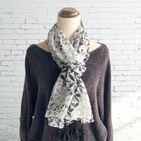 Black n Grey Eclectic Tassel Scarf
