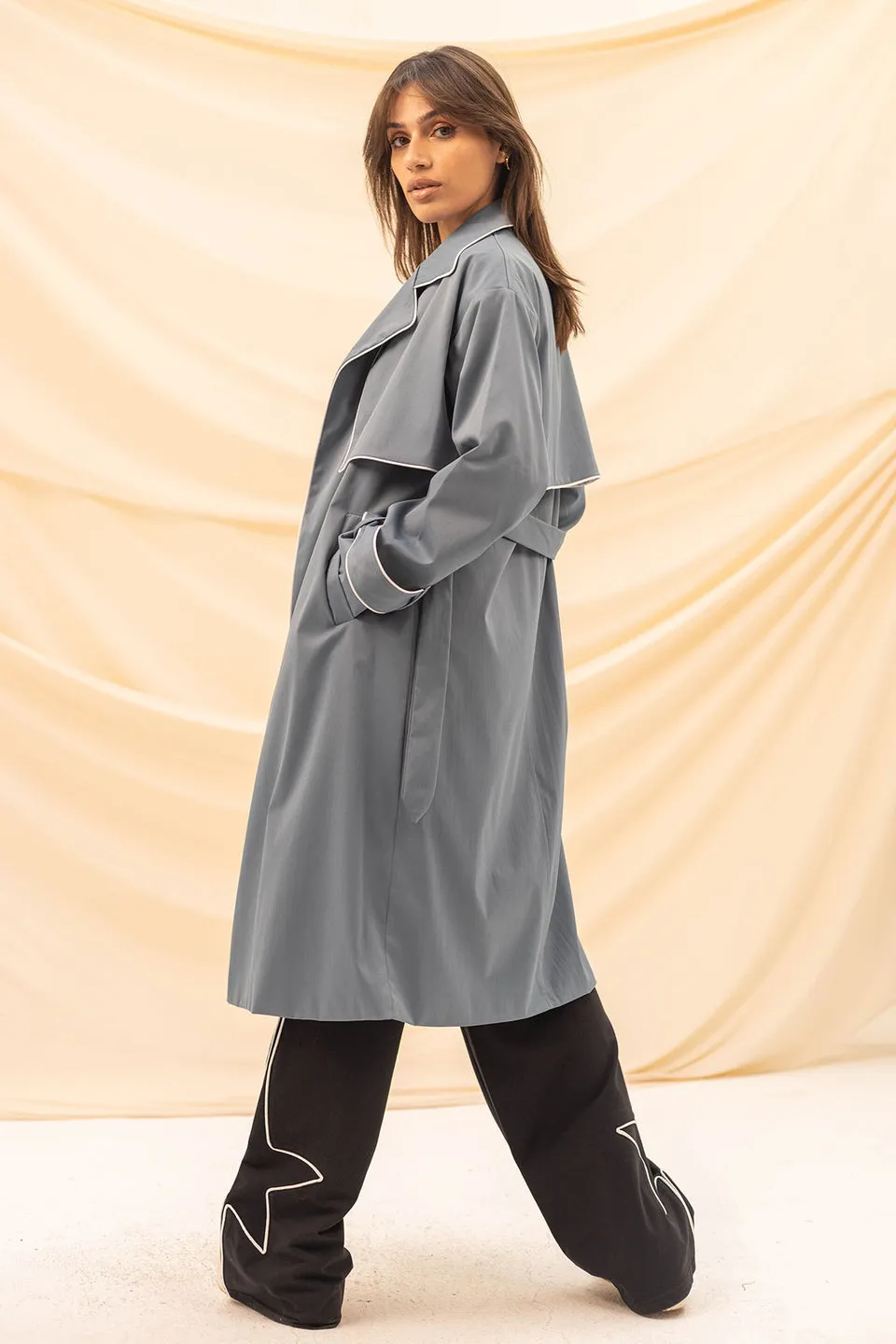 Blue Light Trench Coat