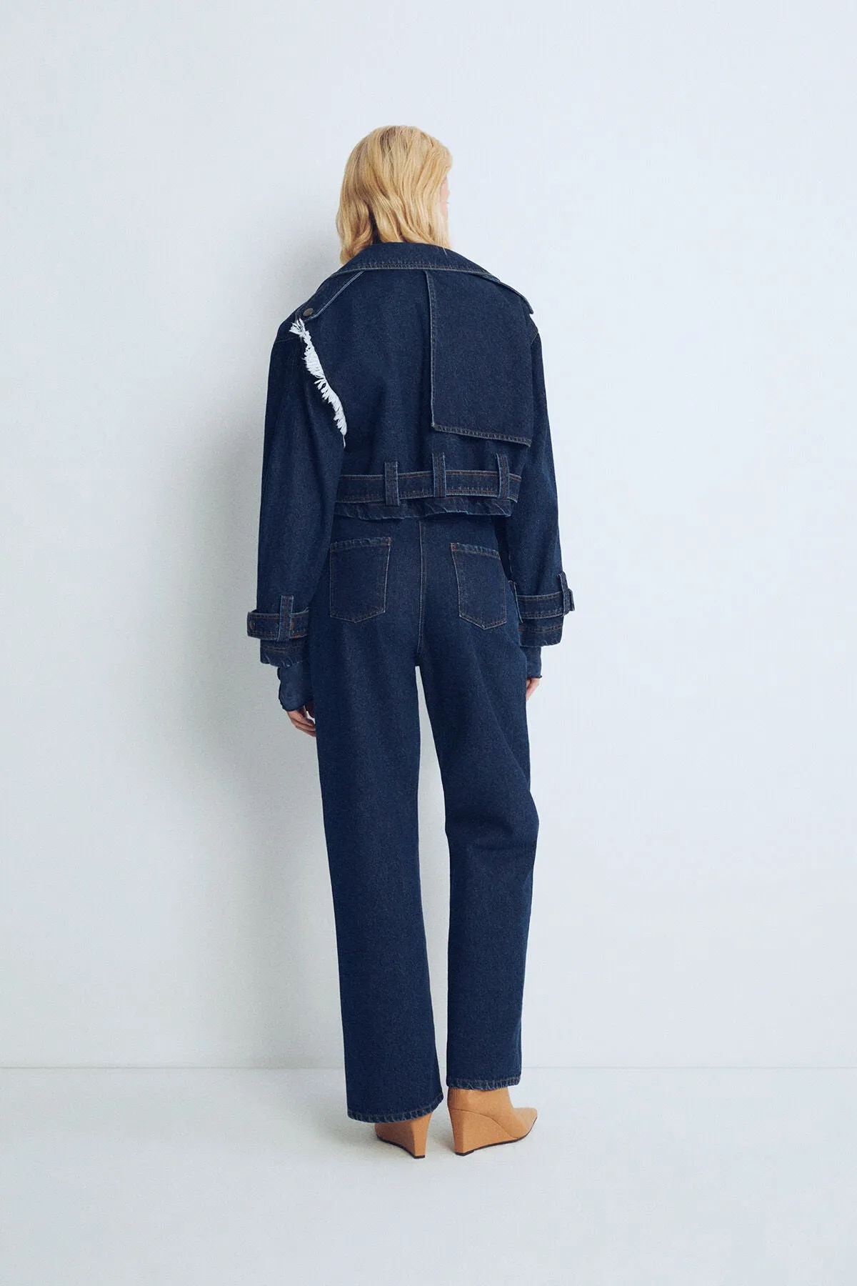 Blue Marisol Mini Denim Trench Coat