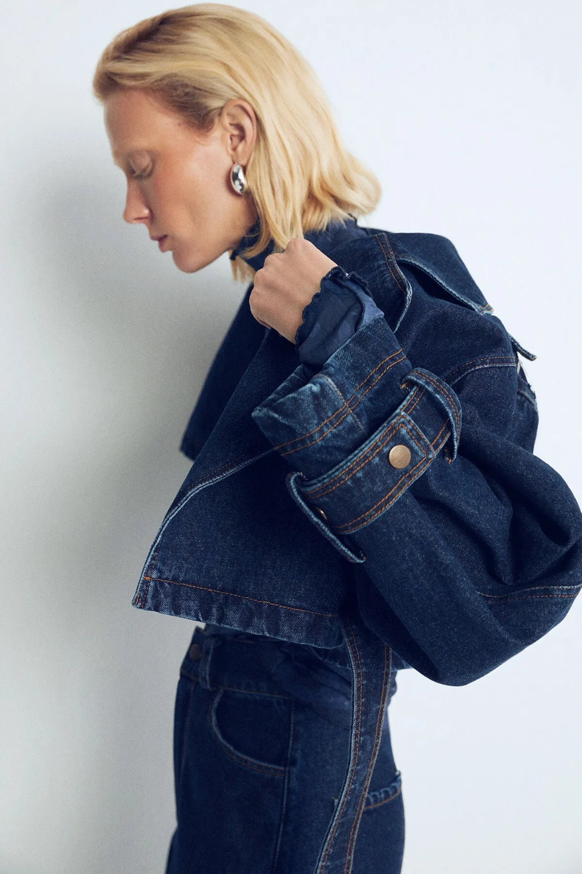 Blue Marisol Mini Denim Trench Coat