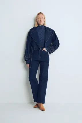 Blue Marisol Mini Denim Trench Coat
