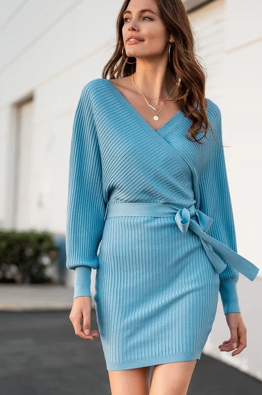 Blue Stone Wrap Dress