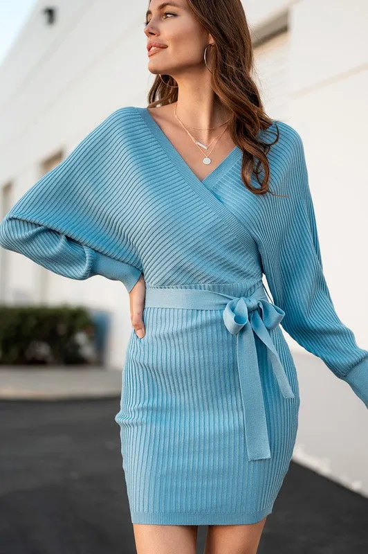 Blue Stone Wrap Dress