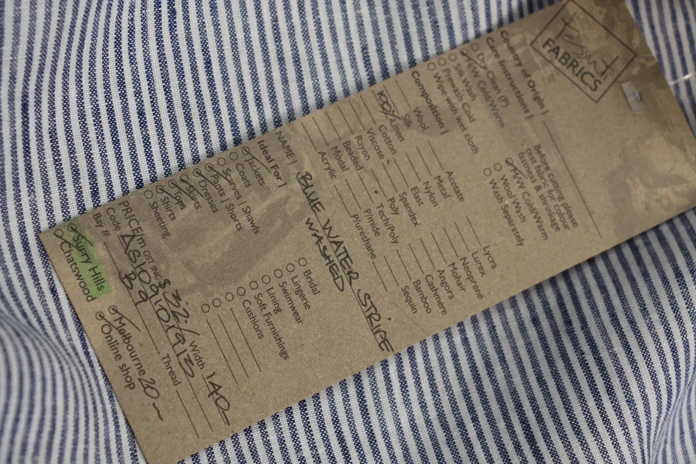 Blue Water Stripe Linen