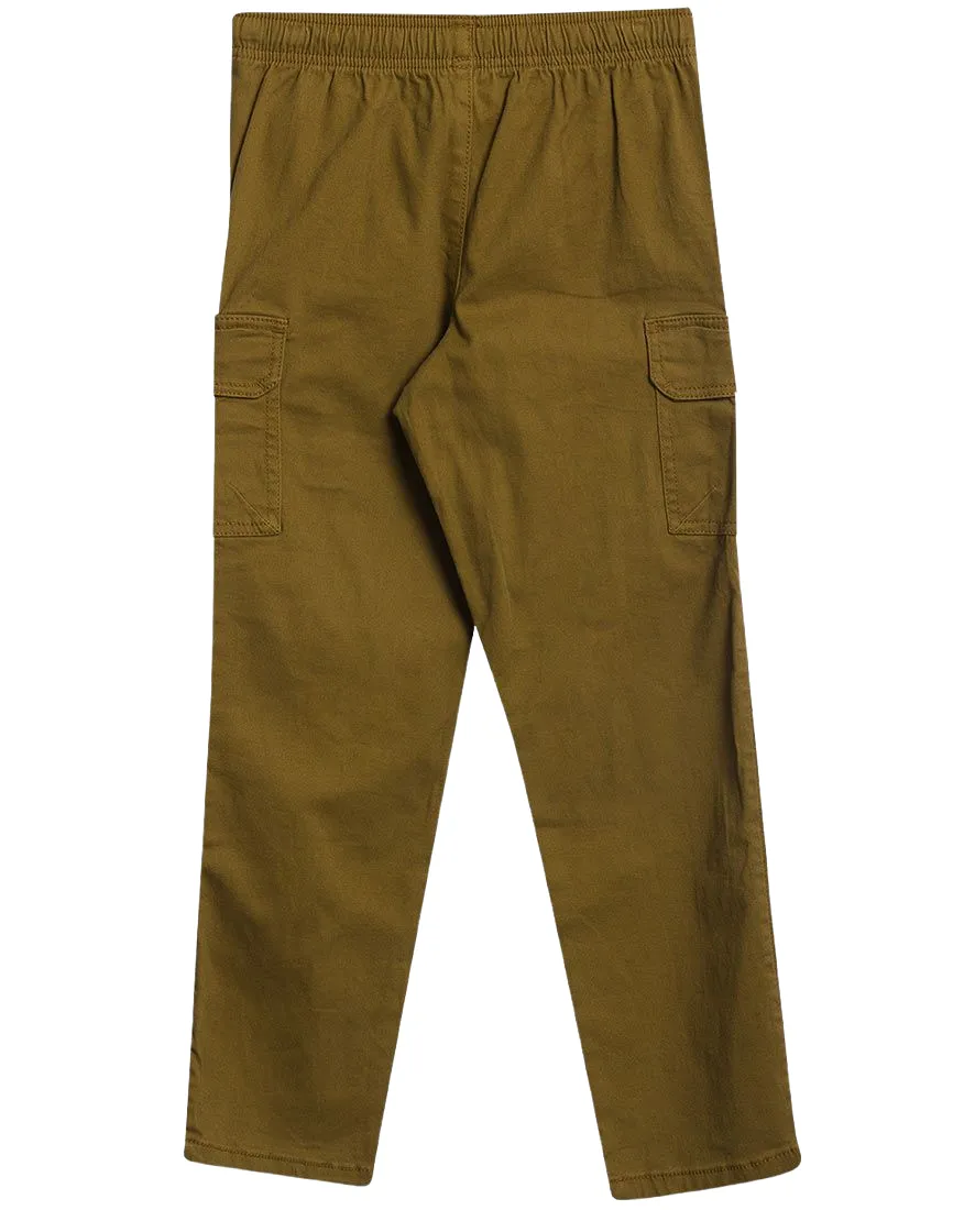 Boys Khaki Pull-On Elasticated Waist Combat Cargo Trouser