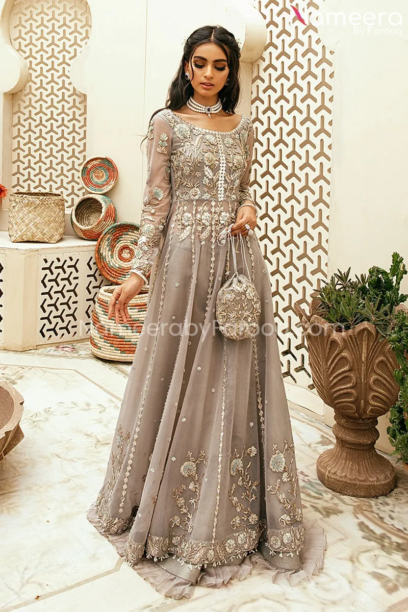 Bridal Pakistani Walima Maxi Dress in Ice Blue #BS651