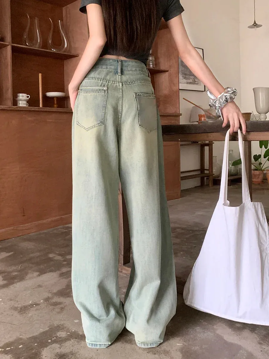 Butterfly Hot Diamond Wide-leg Vintage Jeans