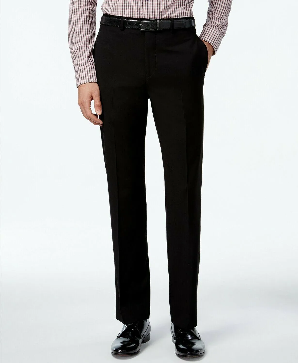 Calvin Klein Mens Slim fit Dress Pants 34 / 32 Black Solid Stretch
