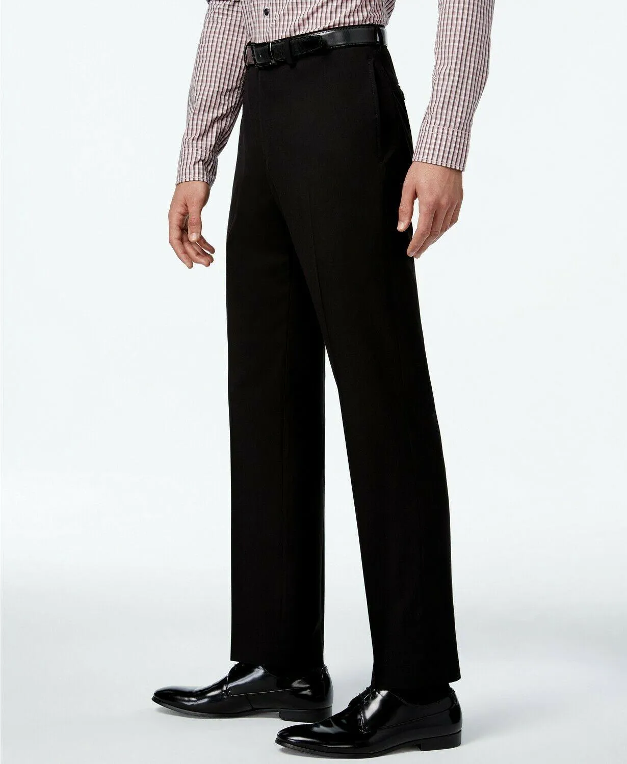 Calvin Klein Mens Slim fit Dress Pants 34 / 32 Black Solid Stretch