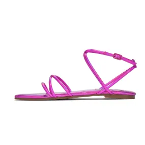Cape Robbin Bibi Fuchsia Ankle Strap Open Pointed Toe Strappy Flat Sandals