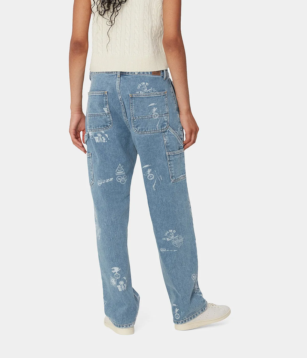 CARHARTT WIP WOMENS MEITLAND STAMP PANT I033742 BLUE BLEACHED