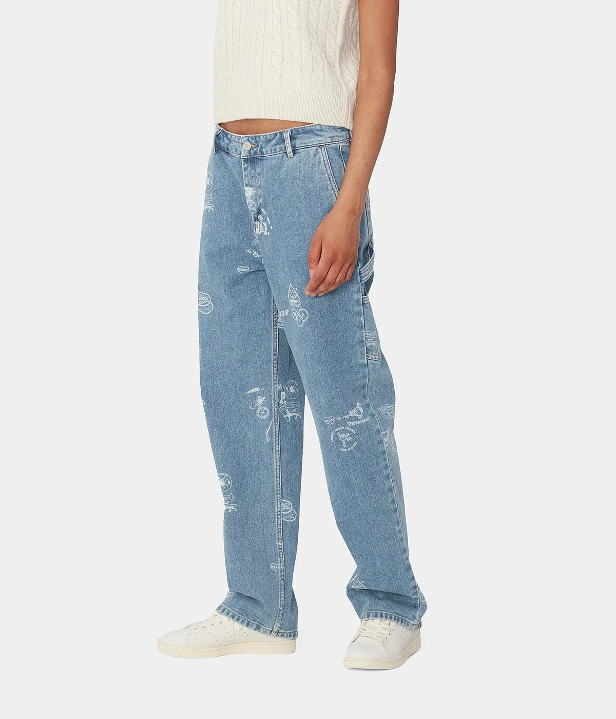 CARHARTT WIP WOMENS MEITLAND STAMP PANT I033742 BLUE BLEACHED