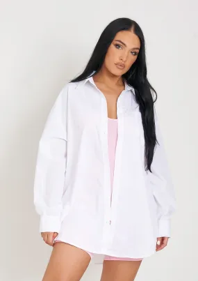 Clara White Thick Cotton Oversized Shirt