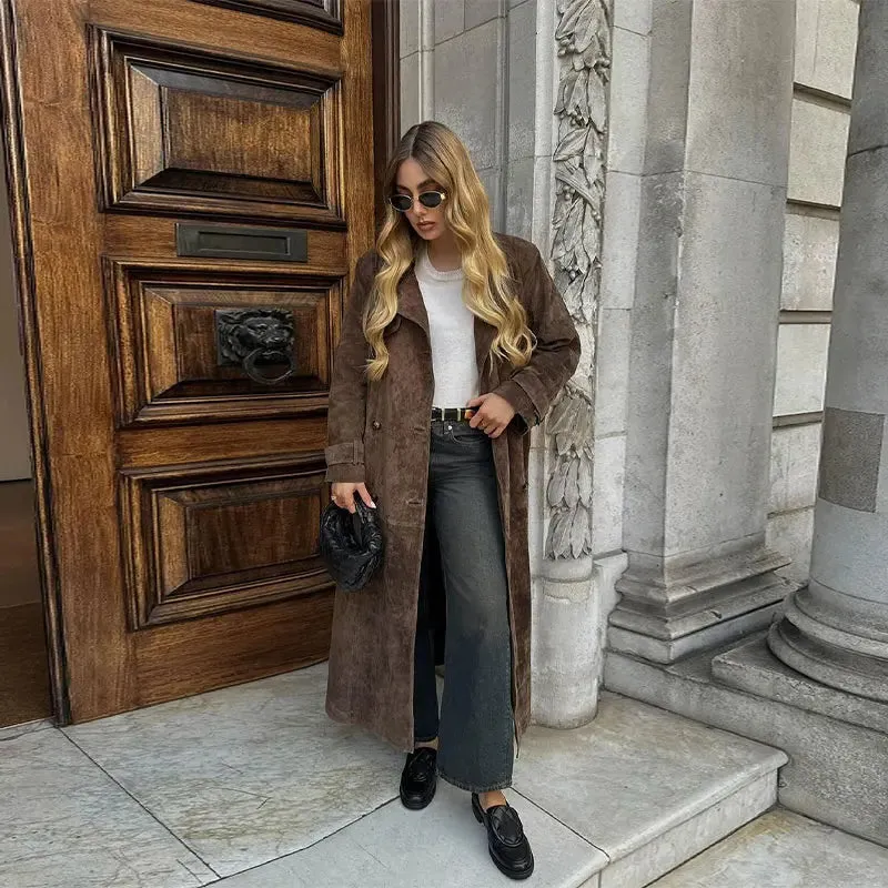 Classic Suede Lightweight Lapeled Collared Coat in 3 Colors / 2 Styles