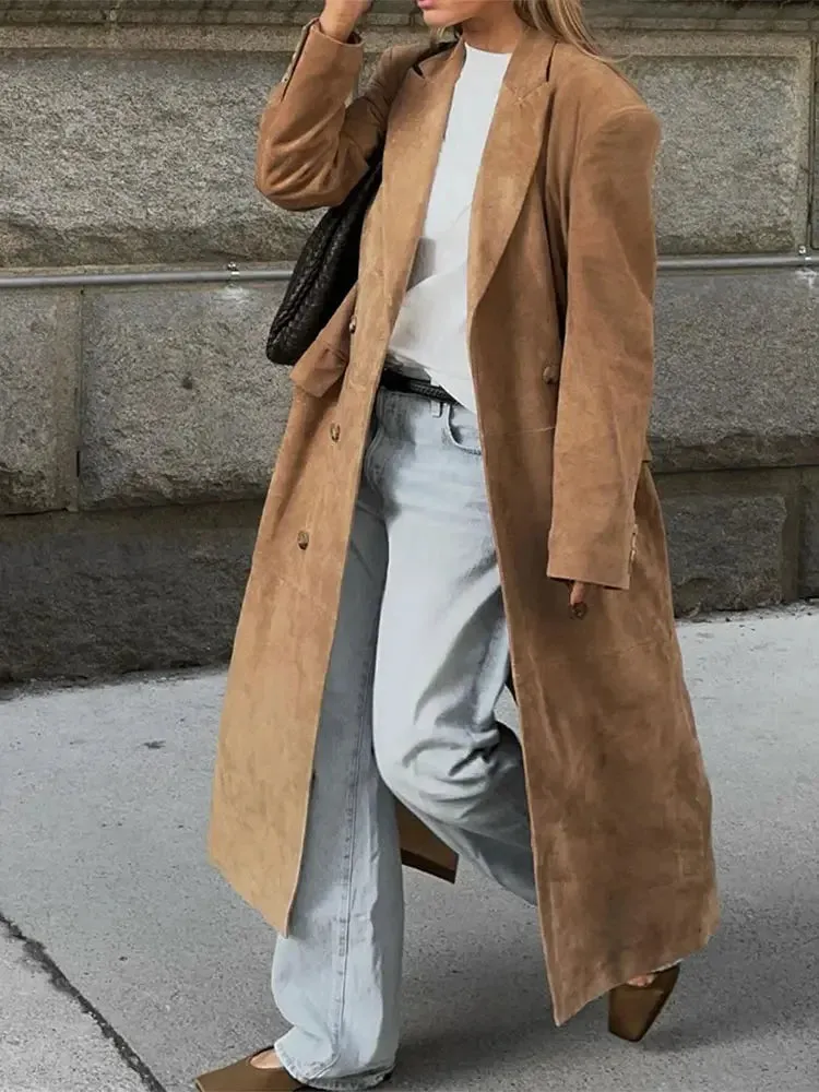 Classic Suede Lightweight Lapeled Collared Coat in 3 Colors / 2 Styles