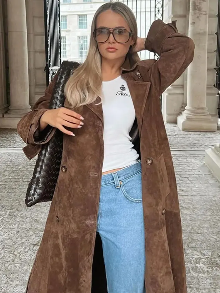 Classic Suede Lightweight Lapeled Collared Coat in 3 Colors / 2 Styles
