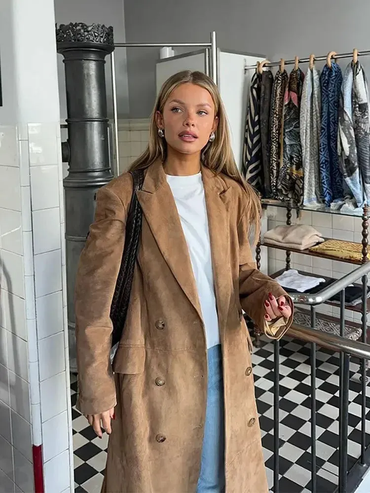 Classic Suede Lightweight Lapeled Collared Coat in 3 Colors / 2 Styles