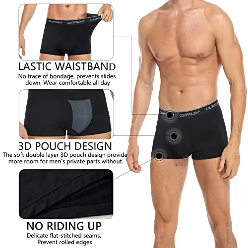 COLORFULLEAF Men's Bamboo Underwear Ultra Soft Breathable Boxer Briefs Comfy Basic Trunk Underwear 3 Pack (3Black,Medium)
