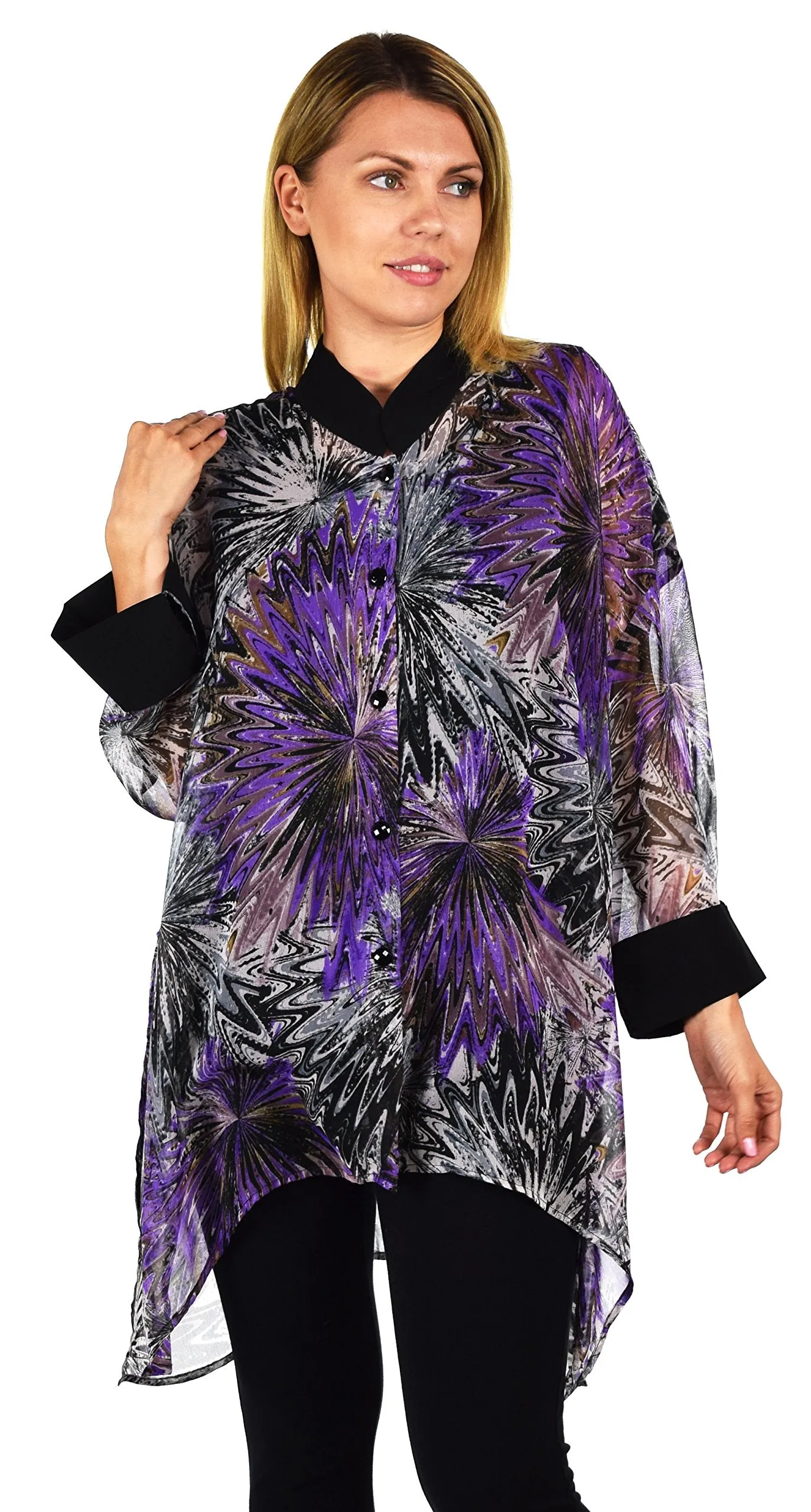 ComfyPlus, Plus Size Shirt, Oversize Shirt, Chiffon Shirt, Plus Size top, Designer Shirt, Zebra Print, Big Shirt,Plus size clothing