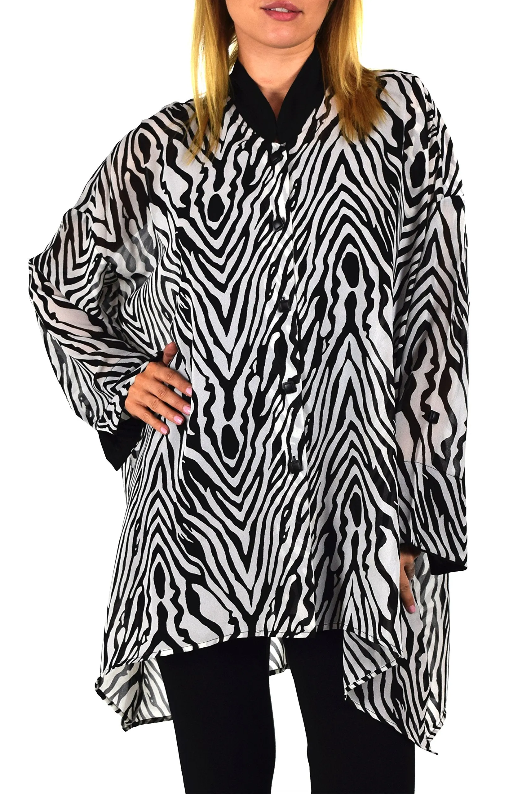 ComfyPlus, Plus Size Shirt, Oversize Shirt, Chiffon Shirt, Plus Size top, Designer Shirt, Zebra Print, Big Shirt,Plus size clothing