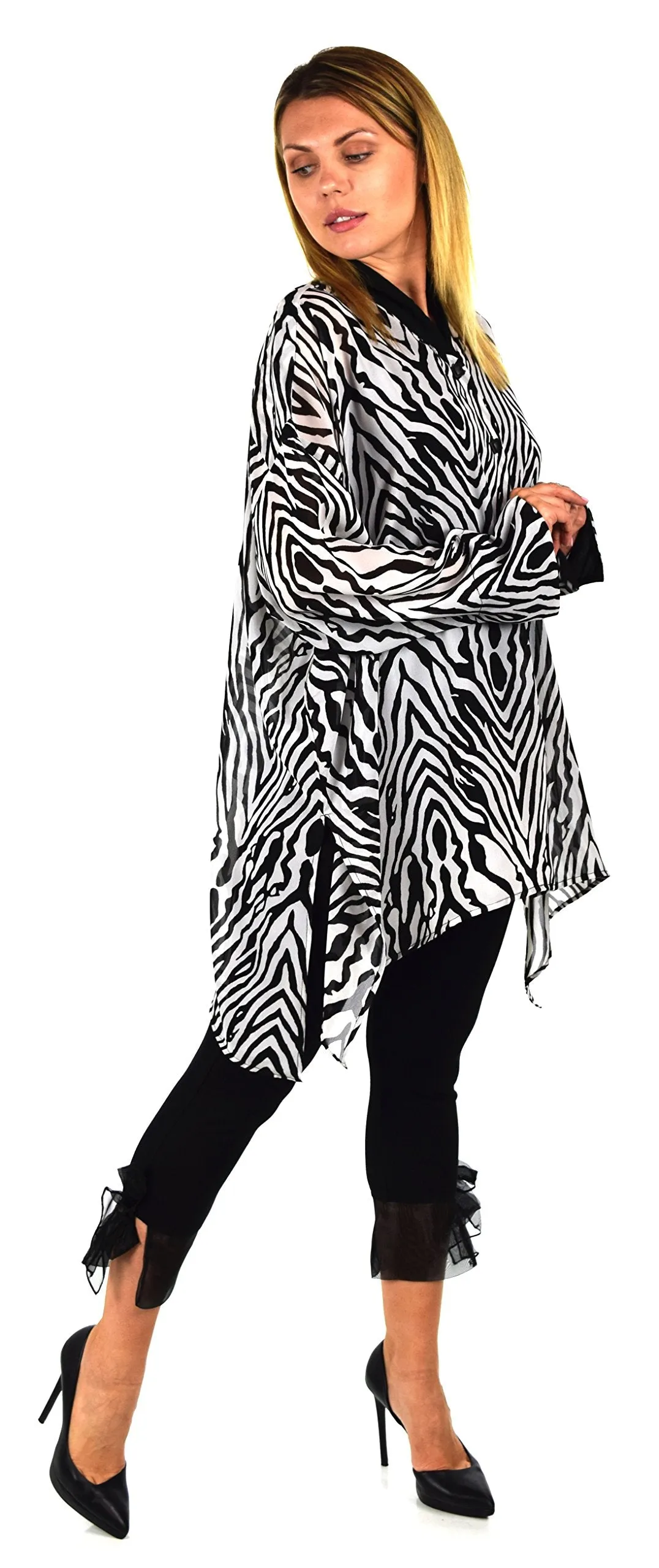 ComfyPlus, Plus Size Shirt, Oversize Shirt, Chiffon Shirt, Plus Size top, Designer Shirt, Zebra Print, Big Shirt,Plus size clothing