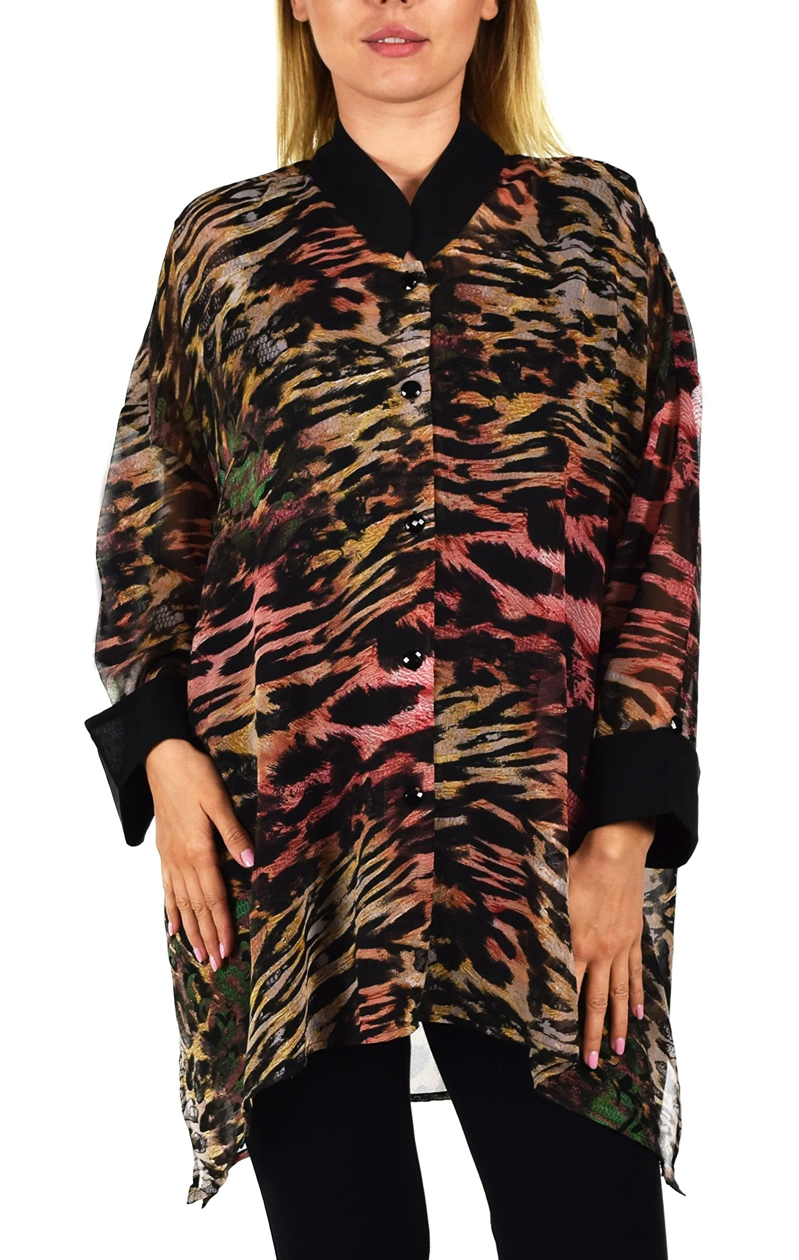 ComfyPlus, Plus Size Shirt, Oversize Shirt, Chiffon Shirt, Plus Size top, Designer Shirt, Zebra Print, Big Shirt,Plus size clothing