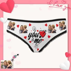 Custom You&Me Underwear Personalized Photo Women's All Over Print High-cut Briefs Wedding Gift for the Bride