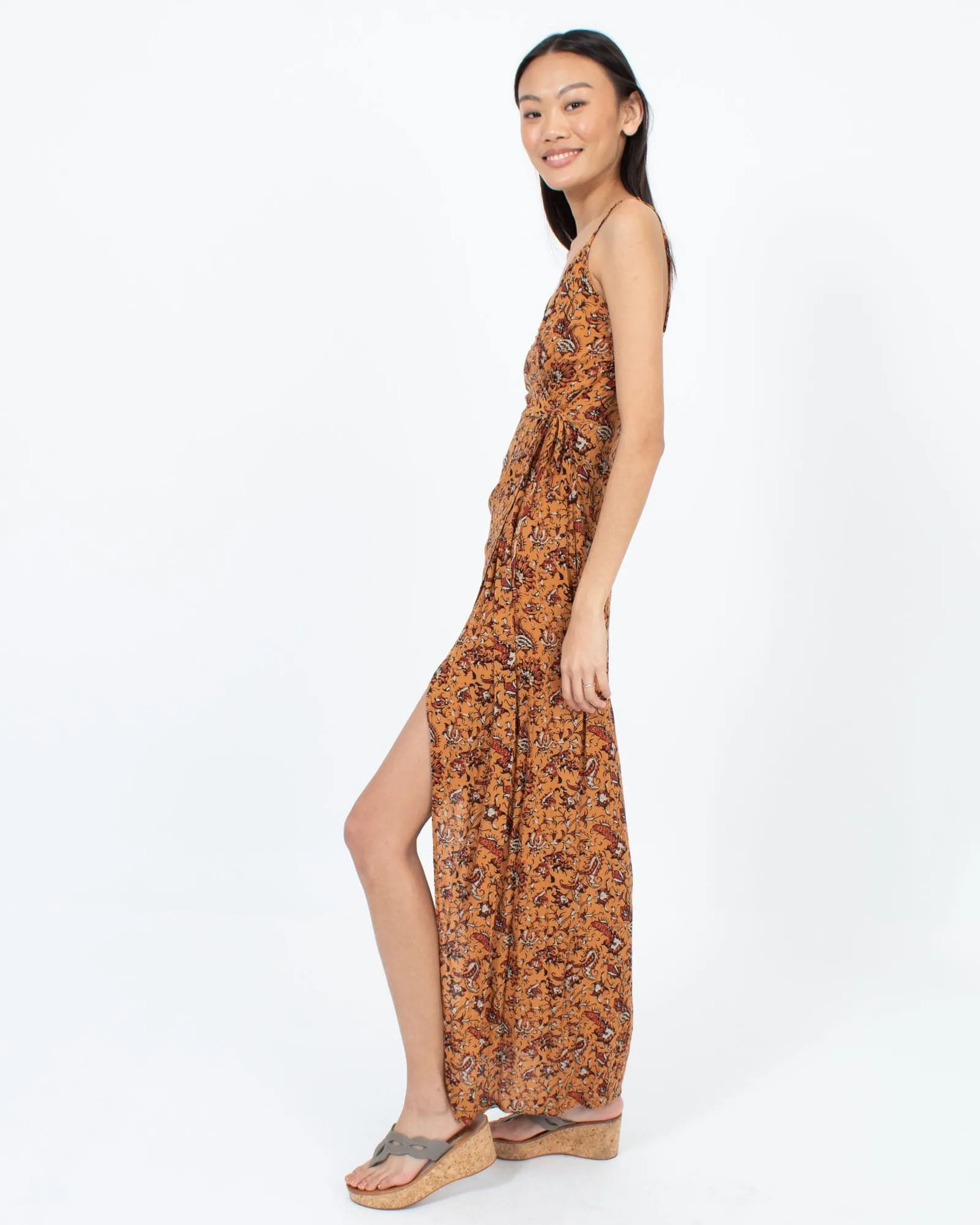 Deep Slit Wrap Dress