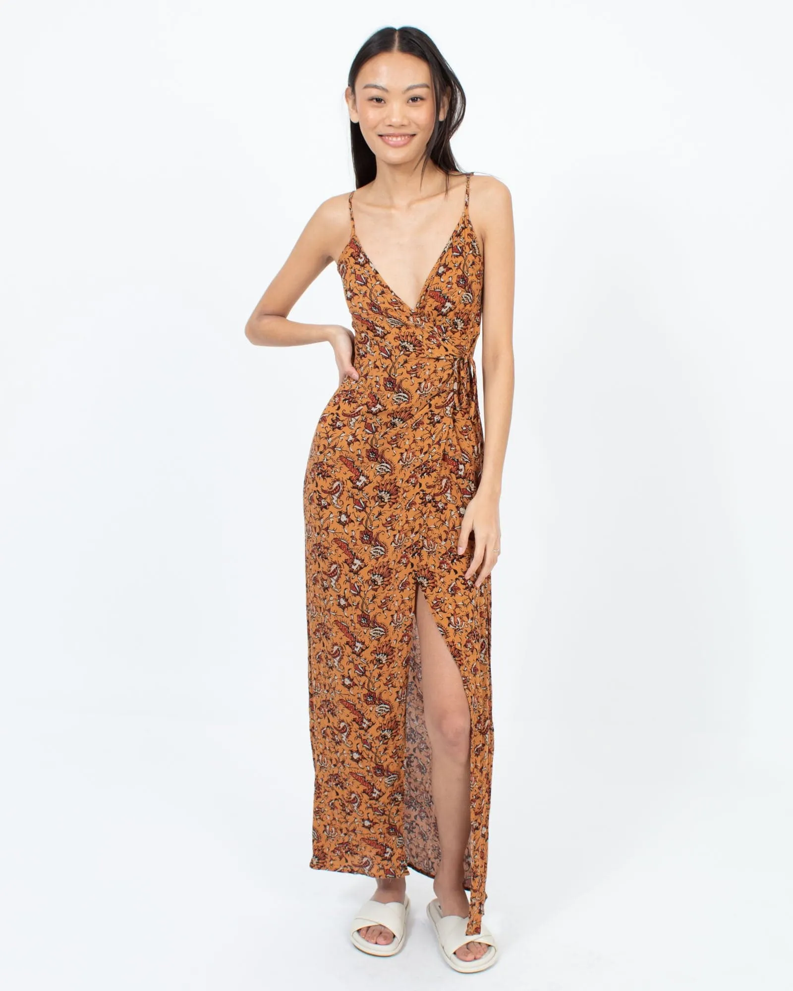 Deep Slit Wrap Dress