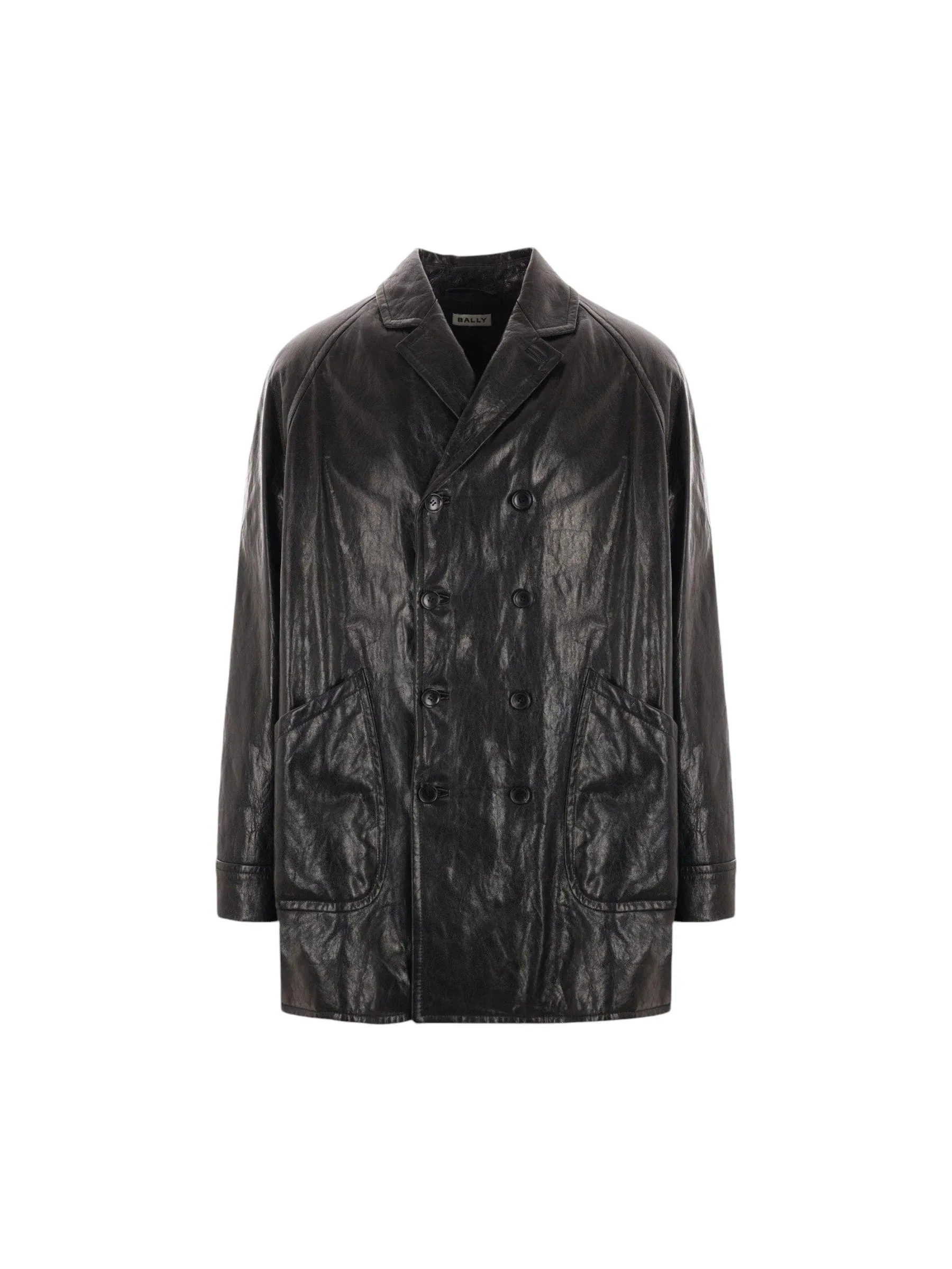 Double-breasted Leather Coat