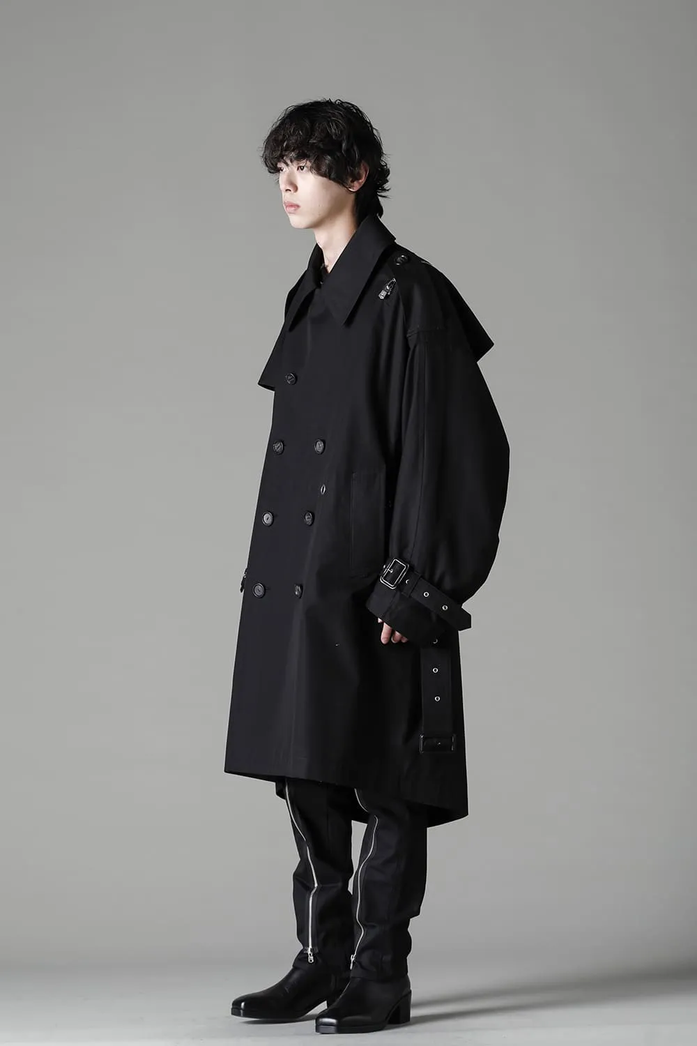 double zip balloon shaped trench coat